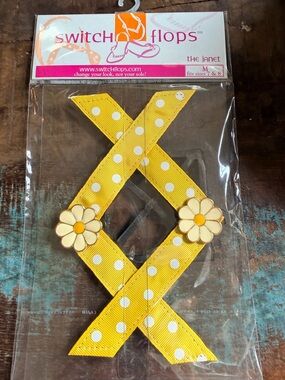 Switch Flops The Janet Yellow Polka Dot Flip Flop Straps with Daisy Accents